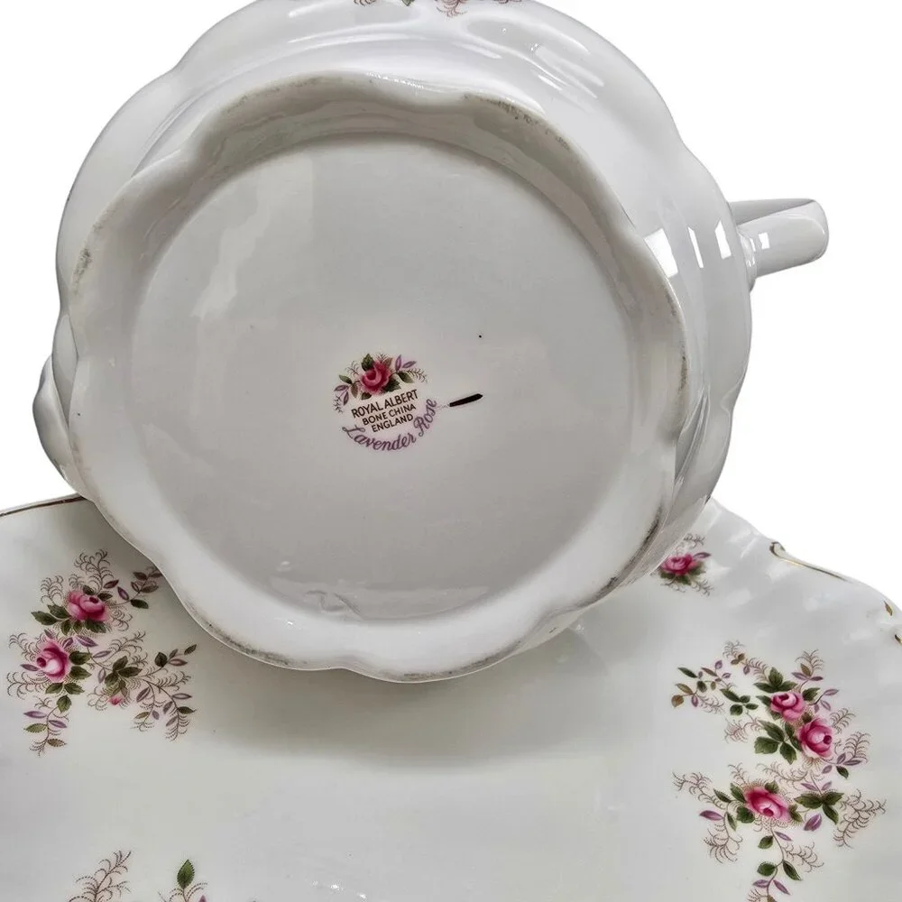 Vintage Royal Albert Tea Set Floral Lavender Rose Gold-Plated Spoons VL4021